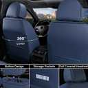 Coverado Car Seat Covers Full Set, Leather Seat Covers for Cars, Automotive Seat Covers Car Seat Protectors Car Accessories Universal Fit for Most Sedans SUV Pick-up Truck(Blue&Beige)