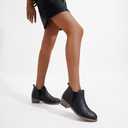 Jeossy Women's 9615 Chelsea Ankle Boots Cutout Perforated Short Booties Slip on (Black)