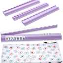 4PCS Mahjong Racks with Pushers, Purple Wooden American Mahjong Tile Pushers and Racks Set of 4, with White Printed Mahjong Racks Drawstring Bag, Mahjong Accessories (19.68 Inches), 19.68" L x 2.55" W x 1.06" H