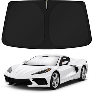 KUST Windshield Sun Shade for Chevrolet Chevy Corvette C8 2020-2022 2023 2024 2025 2026 Window Accessories Shade Sun Visor Cover Foldable Block UV Rays
