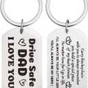 6 x Eaciy Gifts for Dad Keychain from Daughter Son, Drive Safe Keychain Dad Gifts Christmas Gift for Husband