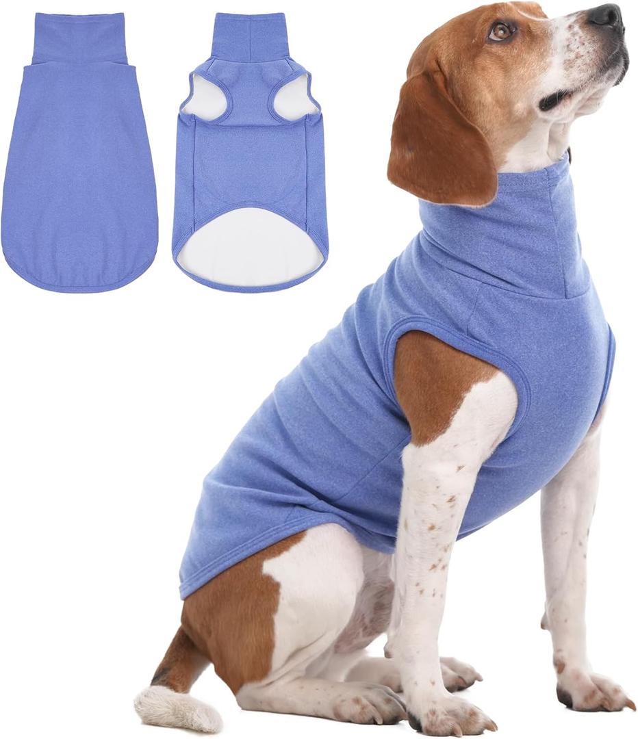 IECOii XL Dog Sweater - Stretch Fleece Vest with Turtleneck - Blue,X-Large, Warm Pullover Dog Fleece Coat for Large Dogs - Christmas Pet Sweatshirt for Boys & Girls, Machine Washable