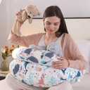 BATTOP Nursing Pillow for Breastfeeding, Feeding Pillow with Adjustable Waist Strap, Removable Slipcover, Breastfeeding Pillows for More Support for Mom, Plus Size, Extra Pillow on Top