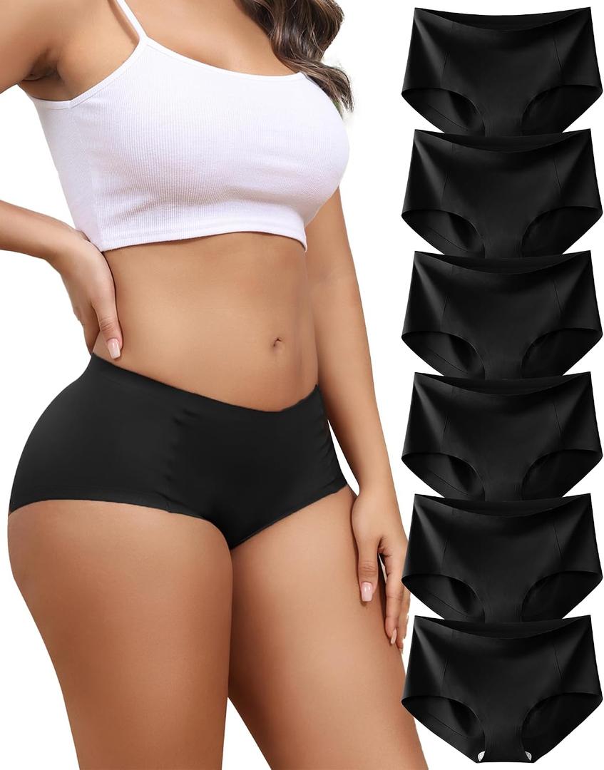 LEVAO Women's Underwear Seamless No Show Hipster Bikini Panties Stretch Invisible Briefs 6 Pack, XL
