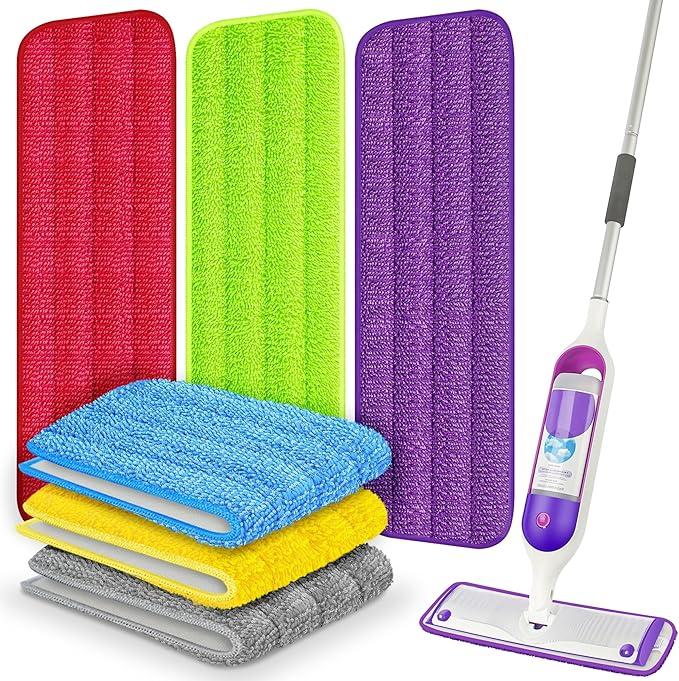 6 Pack Reusable Mop Pads for Swiffer PowerMop, Power Mop Pads 15'' Microfiber Refills for Hardwood Floor Cleaning, Machine Washable Dry Wet Use for All Floor Types