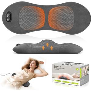 Smooth Triple Fusion 3in1 Back Massager Lumbar Pillow with Heat, Vibration & Traction Back Massager for Pain Relief DeepTissue.Relaxation Device for Home,Office,Car.Gift Idea Corded