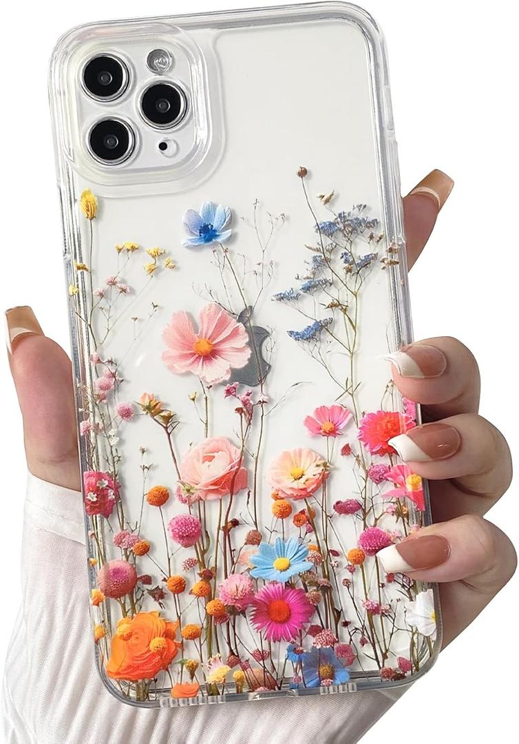 NITITOP Compatible with iPhone 11 Pro Max Case Clear Cute Lovely Vintage Floral Flowers Pattern for Girls Women Soft TPU Transparent Shockproof Protective Phone Cover - Plant2
