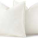 MIULEE Set of 2 Linen Pillow Covers 18x18 Inch Cream White Soft and Stylish for Couch Bed Decoration Adding Modern Farmhouse Styles to Your Home DecorUnifying Practicality and Decor Appeal