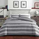 Nautica - King Comforter Set, Soft & Reversible Cotton Bed Set for Year Round Comfort, 3 Piece Striped Bedding with Matching Pillowcases (Craver Grey)
