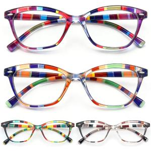HEEYYOK 2.0X Reading Glasses Women Small Face 4-Pack Colorful Reader For Womens Cheaters Reading Ladies Lightweigth Flexible Spring Hinge