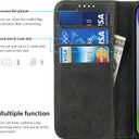 for iPhone 15 Plus Wallet Case with Card Holder for Women Men PU Leather Flip Folio Credit Card Slots Stand Shockproof Phone Cover-Black