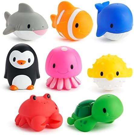 Munchkin Baby Bath Toy Squirts for Babies and Toddlers 9 Months and Up, Ocean Sea Animals Squirters, 8 Pack