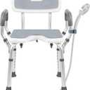 Shower Chair with Arms and Back Heavy Duty 330lbs, Shower Seat for Inside Shower with Shower Head Holder, Shower Bathroom Chair with Cutout Seat & Cold-Proof Pads, Tools-Free Assembly