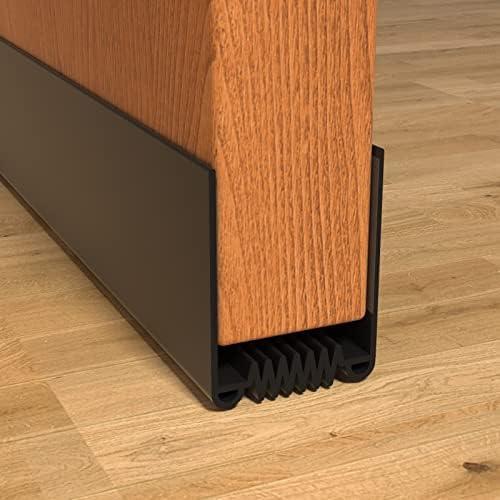Door Draft Stopper, 39 Length Cuttable Weather Stripping Door Seal, Strong Adhesive Door Sweep for Exterior and Interior Doors (1, Black)