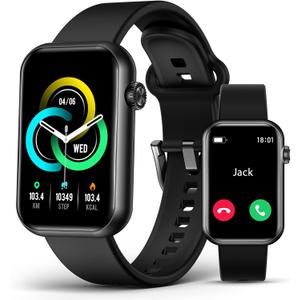 Smart Watch Fitness Tracker (Answer/Make Call), 24/7 Heart Rate Spo2 Blood Pressure Monitor Sleep Tracker, 114 Sports Modes Pedometer Calorie Step Tracker, Waterproof Activity Tracker for Women Men (Black)