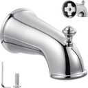 Enhon 6 Inch Slip on Tub Spout with Diverter, Decorative Bathtub Spout with Pull Up Diverter, Fits 1/2" Copper Water Tube(5/8" Diameter), 5/32" Hex Wrench(Polished Chrome)