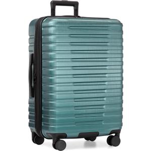 U.S. Traveler Boren Expandable Hardside Rugged Travel Luggage with 8 Spinner Wheels, Teal, Checked-Medium 26-Inch, Checked-Medium 26-Inch, No USB Port