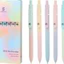 Ddaowanx Gel Pens, 5 Pcs 0.7mm Quick Dry Black Ink Pens Fine Point Smooth Writing Pens, Cute Office School Supplies Gifts for Women (5 Pcs Gradient-Black Ink)