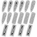 Juexica 16 Pcs Rhinestone Snap Hair Clips Bridal Shower Hair Pins Crystal Diamond Pins 3 Inches Silver Bling Large Decorative Accessories for Women Wedding Bridal Shower Decorations