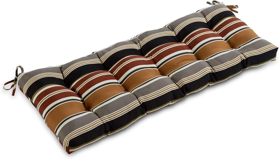 Greendale Home Fashions Outdoor 51x18-inch Bench Cushion, Set of 1, Espresso Stripe