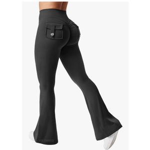 CoreFlex Flare Leggings with Pockets for Women Scrunch Workout Leggings Butt Lifting Gym Yoga Pants, XL
