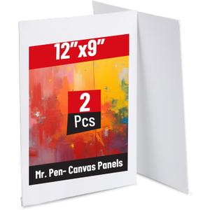 Mr. Pen- Canvas Panels, 2 Pack, 9x12 Inches, Triple Primed for Oil & Acrylic Paints, Canvas Boards for Painting, Painting, Blank Canvas for Painting, 3mm Thickness Mr. Pen- Canvas Panels, 2 Pack, 9x12 Inches, Triple Primed for Oil & Acrylic Paints, Canvas Boards for Painting, Painting, Blank Canvas for Painting, 3mm Thickness