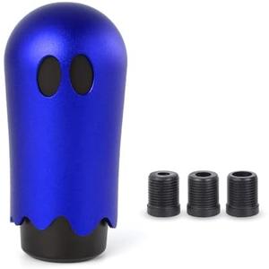 muge racing Ghost Shift Knob, Aluminum Weighted Automotive Gear Shift Manual knobs Lever with 3 Threaded Adapters M8 M10 M12 x 1.25, Universal for Vehicle Funny Cool Spooky Car Accessories (Blue)