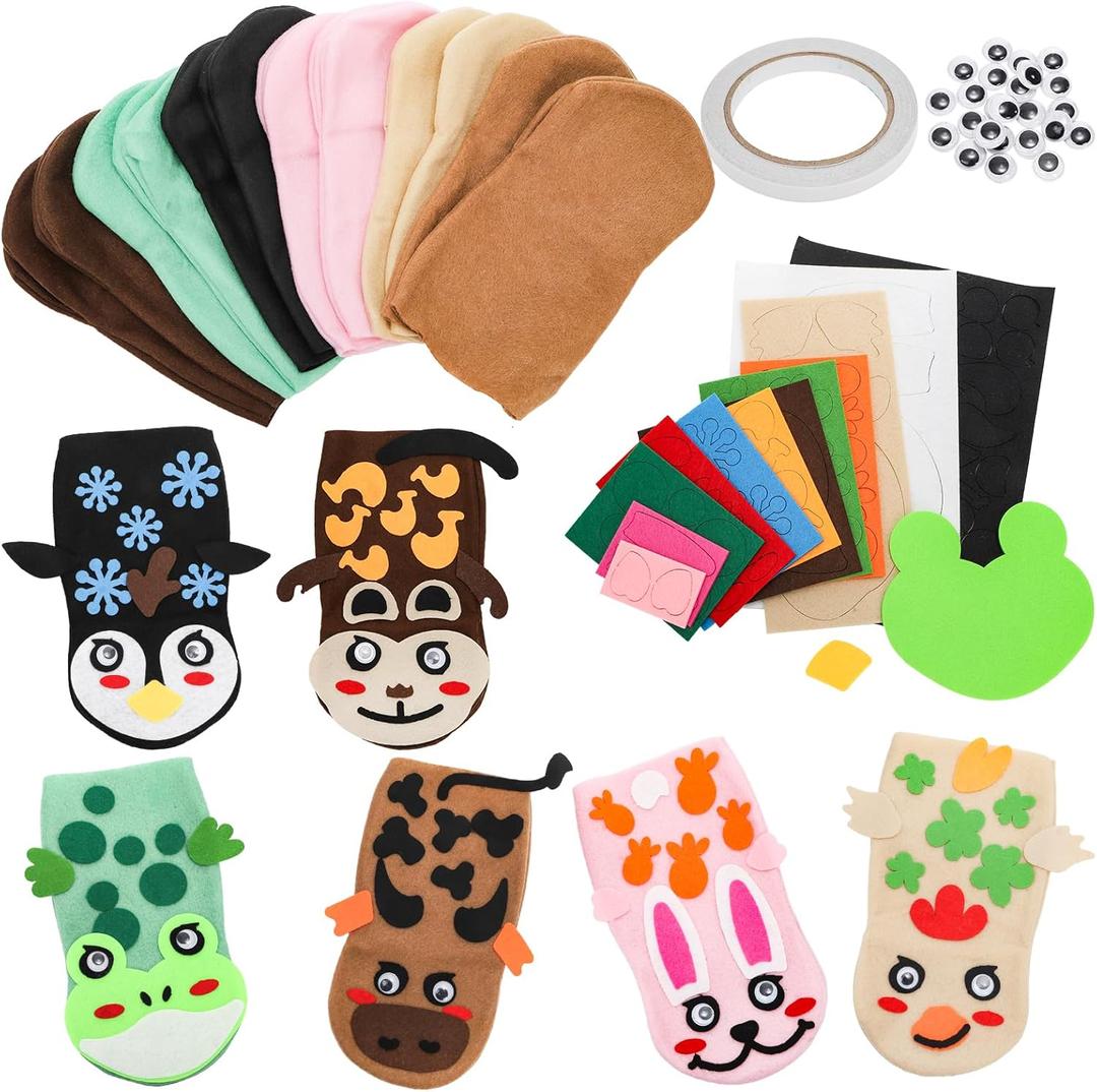 2 x Jucoan 12 Pack Hand Puppet Making Kit for Kids, DIY Animal Puppet Art Craft Set for Storytelling, Role Play, Classroom & Party, Thanksgiving Christmas Birthday Gift for Girls Boys