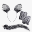 Dxhycc Wolf Costume Set Grey Wolf Ears Headband, Gloves and Tails for Halloween Dress-Up Accessory Kit