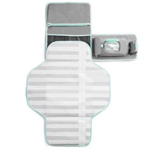 Munchkin Portable Changing Pad  Lightweight and Compact Baby Diaper Changing Mat with Silver-Ion Technology, Includes 12 Diaper Disposal Bags, Grey