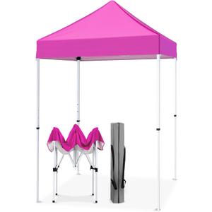 EAGLE PEAK 5x5 Pop Up Canopy Tent Instant Outdoor Canopy Easy Set-up Straight Leg Folding Shelter, Pink