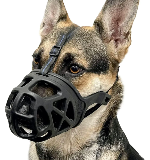 Dog Muzzle, Basket Muzzle for Biting, Chewing and Scavenging, Humane Cage Mouth Cover, Perfect for Grooming and Training Large Aggressive Reactive Dogs (L, Black)