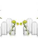 Glass Bud Vases for Flowers - Hewory Blown Modern Small Glass Vases for Centerpieces Set of 12, Mini Clear Bulk Flower Vases for Wedding Party Events Home Decor Floral Arrangement (Not Include Flower), 4sets (12pcs), Clear