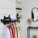 Blulu 4 Pack Slatwall Shelf, 23. 6x11. 8 Inch Wooden Wall Shelves with Metal Rectangular Tubing U Shaped Hanger Slatwall Shelving Organizer Accessories for Home Retail Display (Black)