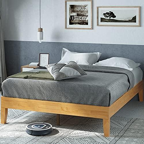 Zinus Moiz Deluxe Wood Platform Bed Frame, Wood Slat Support, No Box Spring Needed, Easy Assembly, Natural, Queen