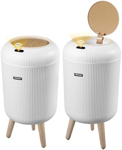 VZZNN 2 Pack Automatic Motion Sensor Trash Cans, 3 Gallon / 11L Touchless Trash Bins with Removable Legs, Slim Waterproof Design for Bathroom, Kitchen, Bedroom, and Office - White
