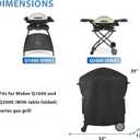 Grisun 7113 Grill Cover for Weber Q100 Q120 Q1000 Q1200 Q200 Q220 Q2000 Q2200 Q2400 Series Gas Grills, 600D, Waterproof, Anti-Fade Heavy Duty Grill Cover for Weber Q Series, 
35''x 32'' x 17.5''