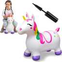 INPANY Unicorn Bouncy Horse Toys, Toddler Girl Bouncing Animal Hopper, Inflatable Plush Stuffed Animal, Baby Ride-on Rubber Bouncer, Indoor Outdoor Cute Birthday Gifts for 2 3 4 Year Old Girl Boy Kid