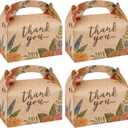 DjinnGlory 36 Pack Brown Kraft Party Favor Treat Boxes for Wedding, Bridal Shower, Annivesary, Christmas and all Occasion, Floral Thank You Gable Boxes for Small Business 6.18x3.58x3.39 Inches
