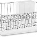 Farberware Classic Large Rust Resistant Full Dishrack with Removable 3 Compartment Flatware Caddy, Andlged Drain Board, 3-Piece, White