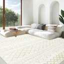 Area Rug for Living Room 9x12: Large Washable Boho Moroccan Rugs Geometric Neutral Rug, Non-Slip Foldable Morden Farmhouse Indoor Floor Carpet for Bedroom Dining Table HomeBeige,9X12