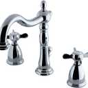 Kingston Brass KB1971BEX Widespread Lavatory Faucet with Retail Pop-Up, Polished Chrome, 6-1/2" In Spout Reach
