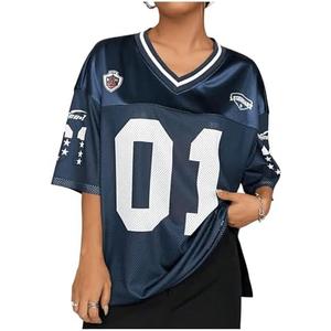 Floerns Women's Camo Print Team Sports T Shirts V Neck Basketball Jersey Tee Shirts, Size -L
