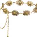 Topbuti Western Oval Concho Chain Belt for Women Metal Waist Chain Belt for Dresses Jeans Western Cowgirl