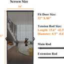 MAGZO Hanging Screen Door, Fits Door Size 32" x 80" (Curtain Size 34'' x 81''), Upgraded Fiberglass Mesh with Tension Rod&Hook&Loop (One Piece Can be Installed in 2 Ways), Weighted Bottom, Grey