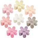 Flower Hair Clips 8PCS, Hair Claw Clips for Women Thick Thin Hair, Flower Claw Clips Matte Non Slip Strong Hold Hair Clips for Women Girls, Large Cute Claw Clips Big Hair Jaw Clips 8 Colors (Pink, Coffee, Light Pink, Rose Red, Beige, White, Light Yellow)