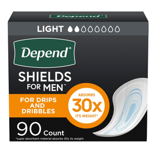 Depend Shields Incontinence Pads for Men, Light Absorbency, 90 Count (Packaging May Vary)