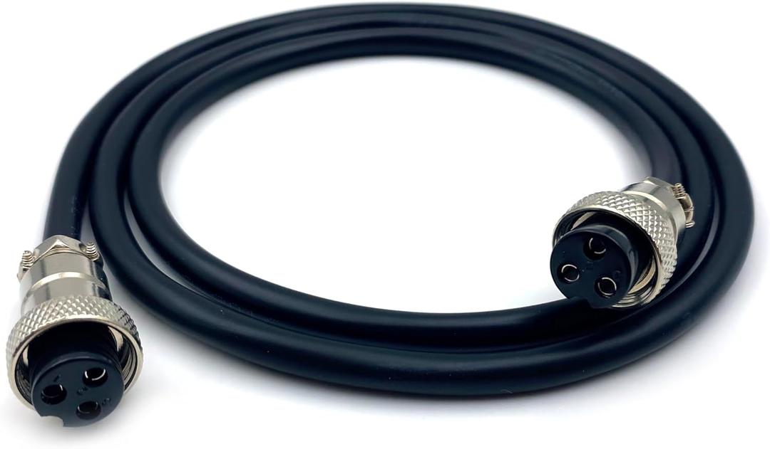 16.4ft GX16 3 Pin Cable Double Female Head Aviation Cordset, GX16 3 Pin Panel Mount Circular Metal Aviation Connector Adapter Female to Female Cable (5Meter)