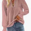 Boho Tops for Women V Neck Blouses Flowy Swiss Dot Dressy Casual Lace Womens Long Sleeve Shirts Trendy 2026 Size XL