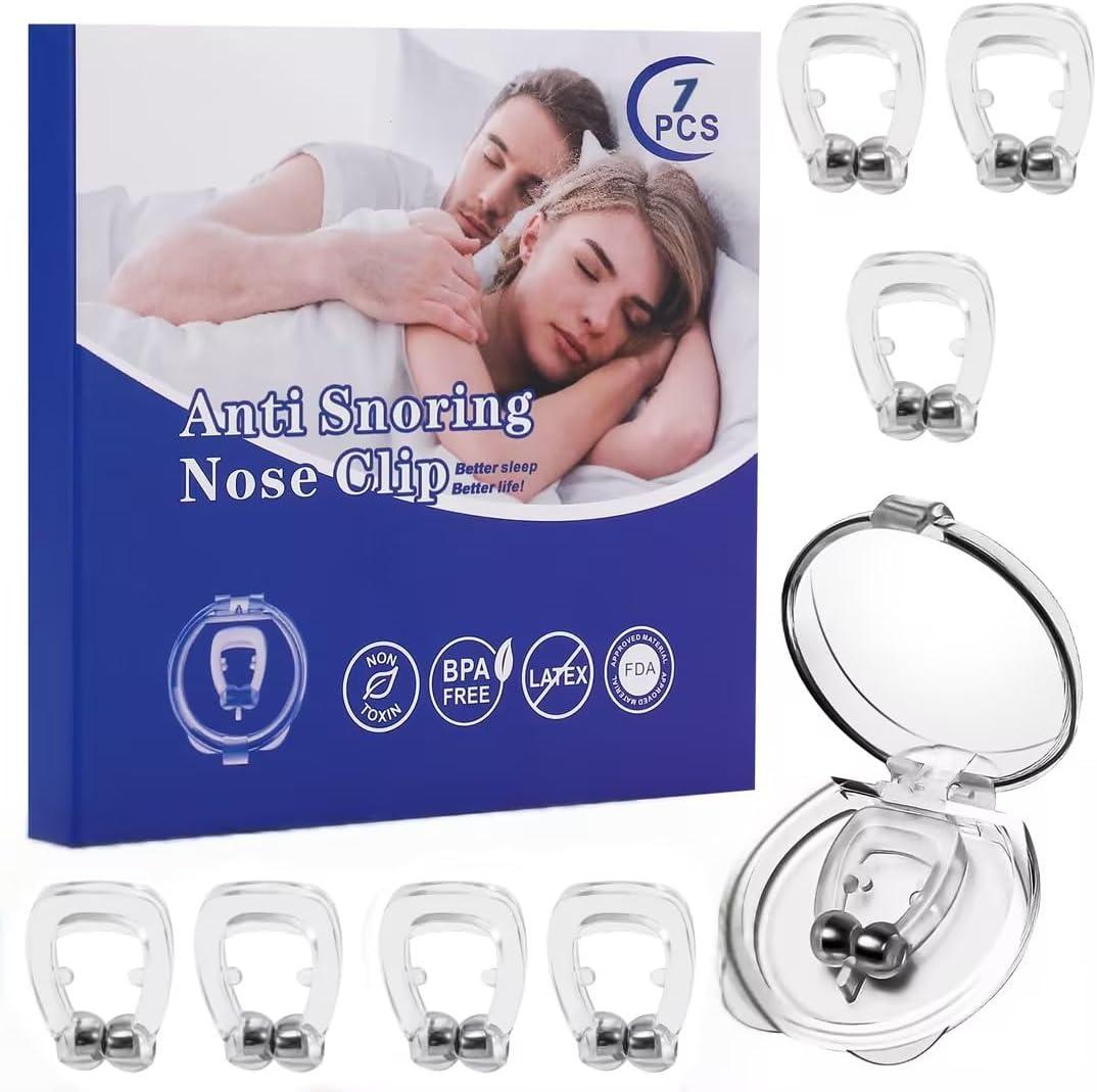 Snore Stopper with Adjustable Magnet, Silicone Nose Clip Stop Snoring, Effective to Relieve Snoring, Comfortable and Quieter Sleep, Anti Snoring Devices 7pcs
